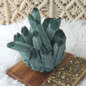 Rare Green Ghost Quartz Cluster - Madagascar Ghost Phantom Crystal, Green Quart